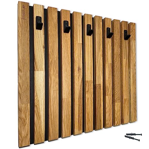 FLEXISTYLE Kleiderhaken wand Wandgarderobe Garderobe Holz Eiche Lamellen Schwarz 4 Dimensionen (60x60cm) von FLEXISTYLE