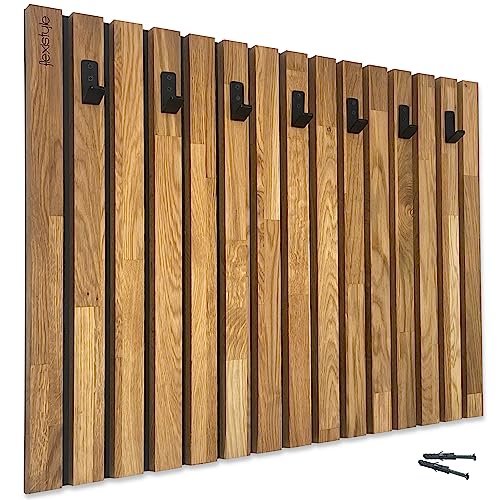 FLEXISTYLE Kleiderhaken wand Wandgarderobe Garderobe Holz Eiche Lamellen Schwarz 4 Dimensionen (80x60cm) von FLEXISTYLE