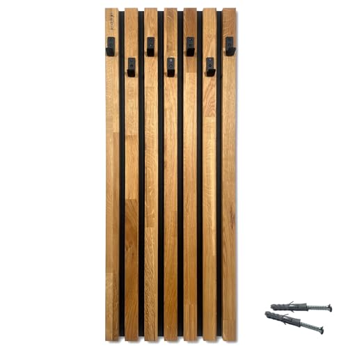 FLEXISTYLE Kleiderhaken wand Wandgarderobe Garderobe Holz Eiche Lamellen Schwarz modular Höhe 98cm (Hauptmodul A 40cm) von FLEXISTYLE