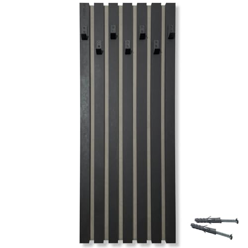 FLEXISTYLE Kleiderhaken wand Wandgarderobe Garderobe Holz Eiche Lamellen Schwarz modular Höhe 98cm (Hauptmodul A 40cm Schwarz) von FLEXISTYLE
