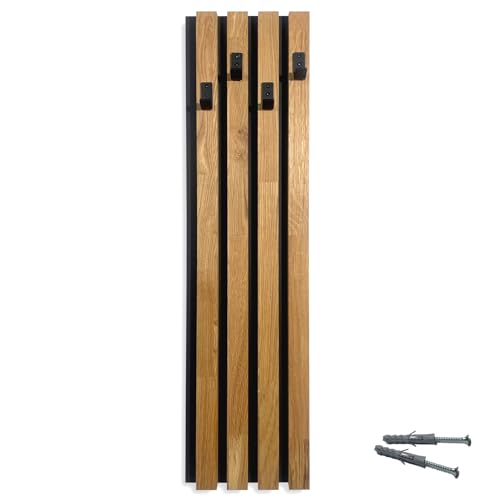 FLEXISTYLE Kleiderhaken wand Wandgarderobe Garderobe Holz Eiche Lamellen Schwarz modular Höhe 98cm (Modul B 24cm) von FLEXISTYLE