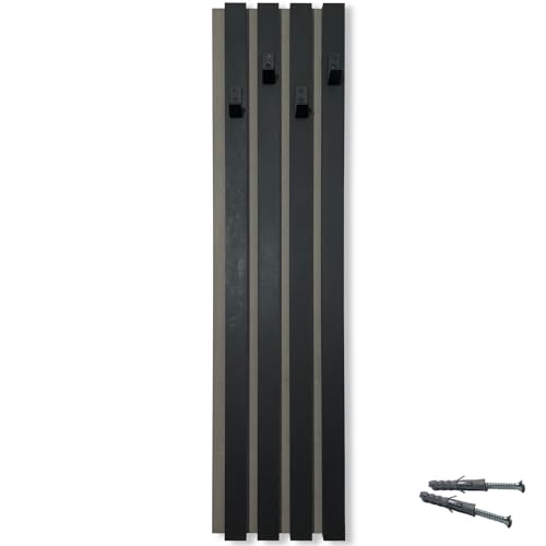 FLEXISTYLE Kleiderhaken wand Wandgarderobe Garderobe Holz Eiche Lamellen Schwarz modular Höhe 98cm (Modul B 24cm Schwarz) von FLEXISTYLE