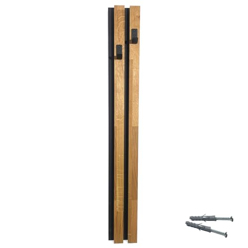 FLEXISTYLE Kleiderhaken wand Wandgarderobe Garderobe Holz Eiche Lamellen Schwarz modular Höhe 98cm (Modul C 12cm) von FLEXISTYLE