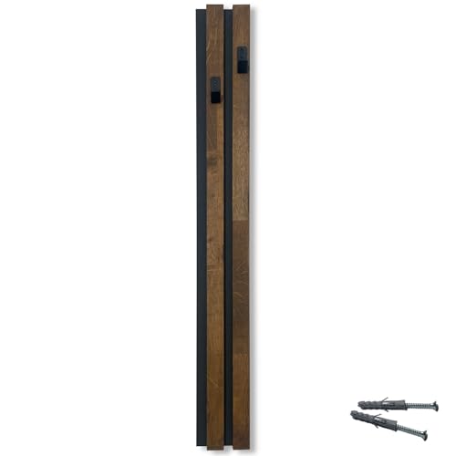 FLEXISTYLE Kleiderhaken wand Wandgarderobe Garderobe Holz Eiche Lamellen Schwarz modular Höhe 98cm (Modul C 12cm Braun) von FLEXISTYLE