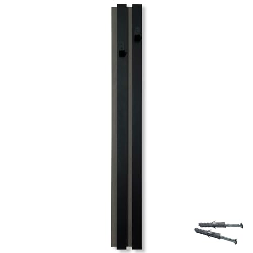 FLEXISTYLE Kleiderhaken wand Wandgarderobe Garderobe Holz Eiche Lamellen Schwarz modular Höhe 98cm (Modul C 12cm Schwarz) von FLEXISTYLE