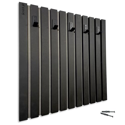 FLEXISTYLE Kleiderhaken wand Wandgarderobe Garderobe Holz MDF Lamellen Schwarz 4 Dimensionen (60x60cm_black) von FLEXISTYLE