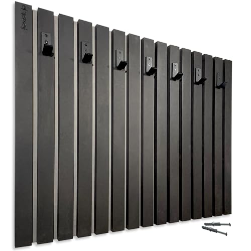 FLEXISTYLE Kleiderhaken wand Wandgarderobe Garderobe MDF Lamellen Schwarz 4 Dimensionen (80x60cm_black) von FLEXISTYLE