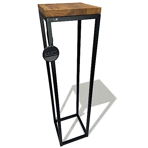 FLEXISTYLE Konsolentisch schwarz Metall Holz Eiche Industrial LOFT Design (20x80x20 EIN Regal) von FLEXISTYLE