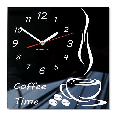 FLEXISTYLE Küchenuhr Kaffee TIME Silent, Acrylglas, hergestellt in UE von FLEXISTYLE