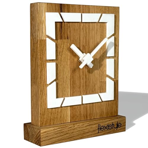 FLEXISTYLE Modern standuhr klein aus Holz Eiche Wohnzimmer Badezimmer (Style 8) von FLEXISTYLE