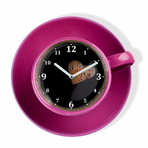 FLEXISTYLE Moderne Küchen Wanduhr Tasse Perfetta, ROSA, Acrylglas, UV-Druck, Made in EU von FLEXISTYLE