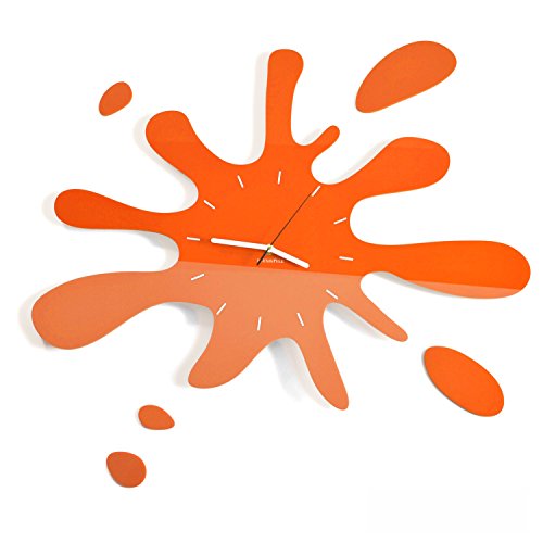 FLEXISTYLE Moderne wanduhr jugendzimmer Jungen Fleck Orange 64cm, wanduhr Teenager, Made in EU, 64x64 cm von FLEXISTYLE