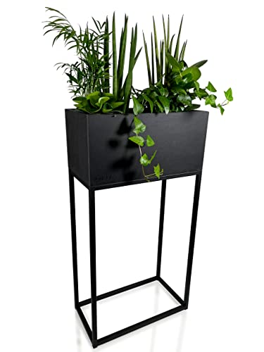 FLEXISTYLE Pflanzenständer LOFT FIORINO Metall MDF Holz Blumenständer Schwarz Blumentopf mit Beinen Hohe Blumentöpfe Loft Style viele Dimensionen (MDF 22x42x80cm) von FLEXISTYLE