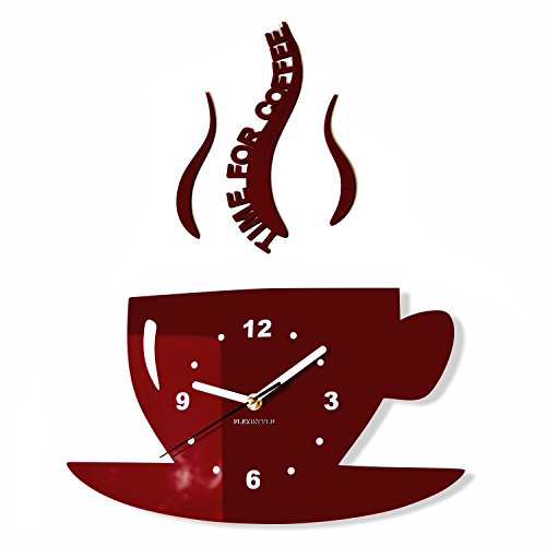 TASSE Time for Coffee (Zeit für Kaffee) Moderne Küche Wanduhr, Braun, 3d römisch, wanduhr deko von FLEXISTYLE