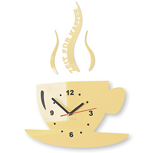 FLEXISTYLE Tasse Zeit für Kaffee Moderne Küche Wanduhr, 3D römisch, wanduhr deko (Vanille) von FLEXISTYLE