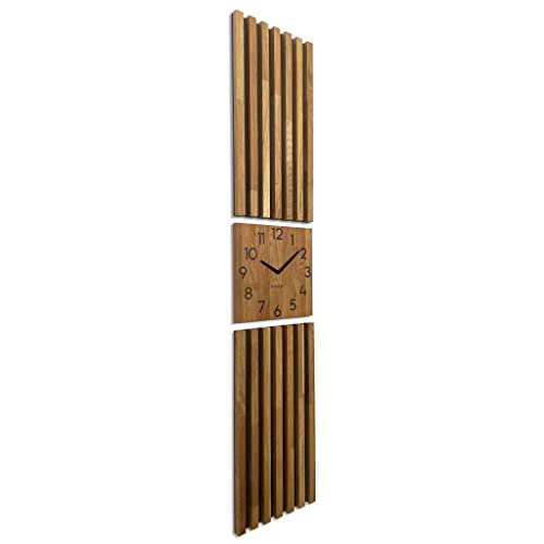 FLEXISTYLE Wanduhr groß Moderne Eichenholz Aufhängepaneel Lamele 155x30cm ohne tickgeräusche modern Holz Eiche holzoptik Wohnzimmer von FLEXISTYLE