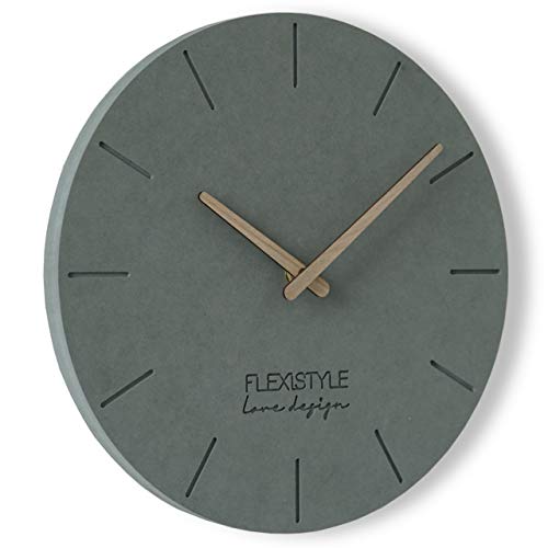 FLEXISTYLE Wanduhr ohne tickgeräusche ECO 30cm, Wohnzimmer, Schlafzimmer, in Europa hergestellt (Grau 1) von FLEXISTYLE