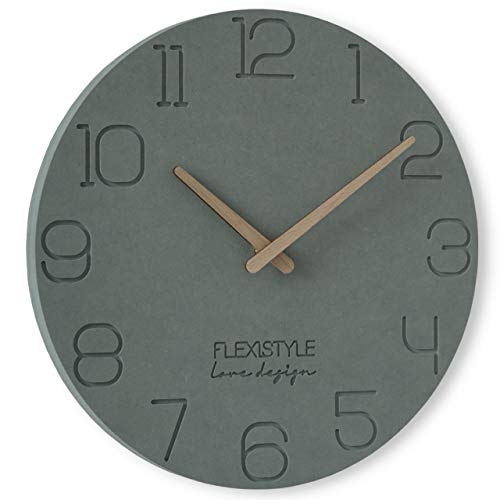 FLEXISTYLE Wanduhr ohne tickgeräusche ECO 30cm, Wohnzimmer, Schlafzimmer, in Europa hergestellt (Grau 4) von FLEXISTYLE