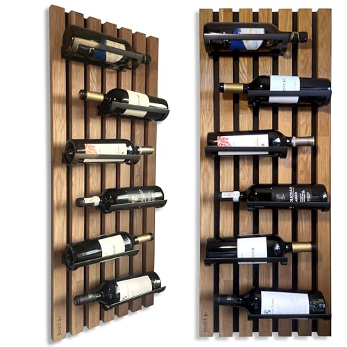 FLEXISTYLE Weinregale aus Holz flaschengestell schwarz Wand für die Wand wandmontage küche Metall Holz 40 cm breit groß (98x40 6 Flaschen) von FLEXISTYLE