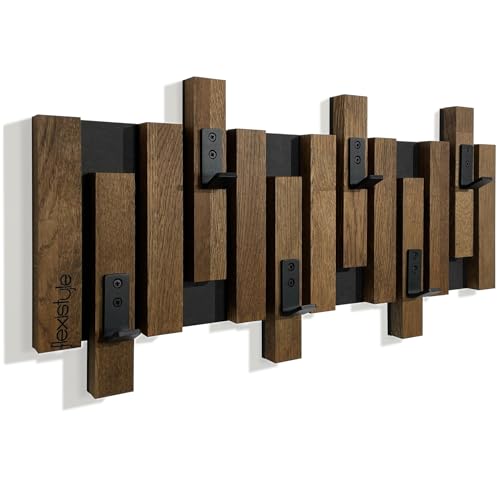 Kleiderhaken wand Wandgarderobe Garderobe Holz Eiche design Lamellen paneele Schwarz modern natur 2 Dimensionen (60cm Braun) von FLEXISTYLE