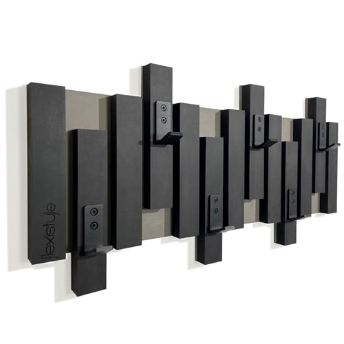 Kleiderhaken wand Wandgarderobe Garderobe Holz MDF design Lamellen paneele Schwarz modern natur 2 Dimensionen (60cm Schwarz) von FLEXISTYLE