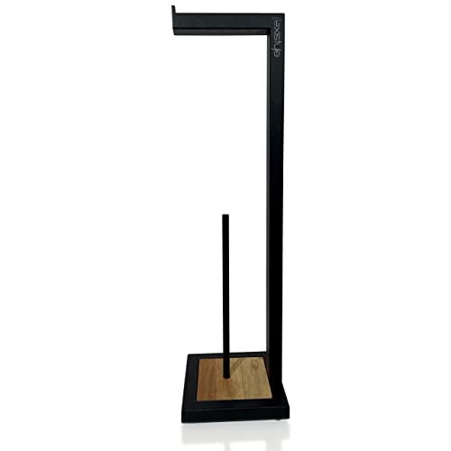 Klopapierhalterung schwarz stehend Holz Eiche LOFT-Stil 15x15x56cm von FLEXISTYLE