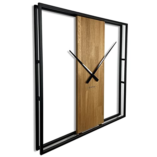 FLEXISTYLE groß XXL quadratisch LOFT Square Metall Holz 3D 80cm Durchmesser, z231a-1d-1-x 80, Schwarz von FLEXISTYLE