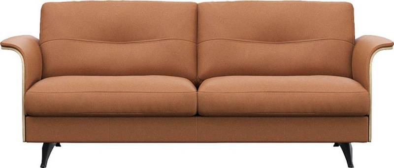 FLEXLUX 2,5-Sitzer Glow Sofa, Couch, Premium-Sitz: Kaltschaum & Federkern, Arml. Walnuss, Fuß schwarz von Flexlux