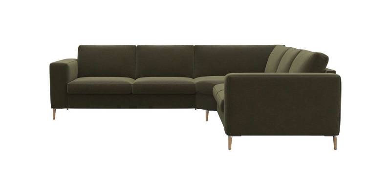 FLEXLUX Ecksofa Fiore, gleichschenklig, super Sitzkomfort durch Kaltschaum im Sitz, breite Armlehnen, Füße Alu+ Eiche, L-Form von FLEXLUX