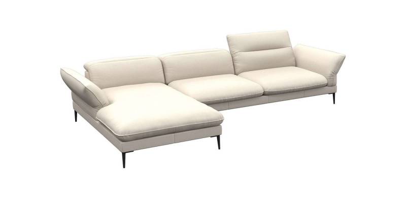 FLEXLUX Ecksofa Salino, Funktionssofa mit Recamiere, Relaxsofa, Ecksofa, Sofa mit Arm- und Kopfteil-Verstellungen, Kaltschaum & Stahl-Wellen von FLEXLUX