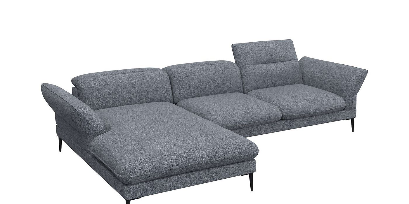 FLEXLUX Ecksofa Salino, Funktionssofa mit Recamiere, Relaxsofa, Ecksofa, Sofa mit Arm- und Kopfteil-Verstellungen, Kaltschaum & Stahl-Wellen von FLEXLUX