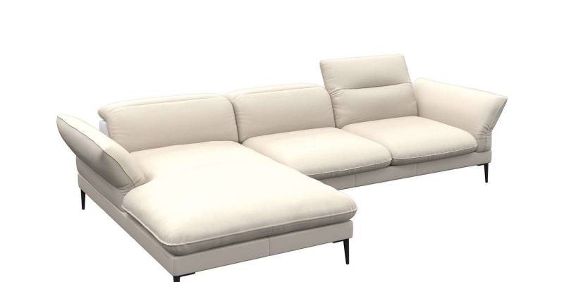 FLEXLUX Ecksofa Salino, Funktionssofa mit Recamiere, Relaxsofa, Ecksofa, Sofa mit Arm- und Kopfteil-Verstellungen, Kaltschaum & Stahl-Wellen von FLEXLUX