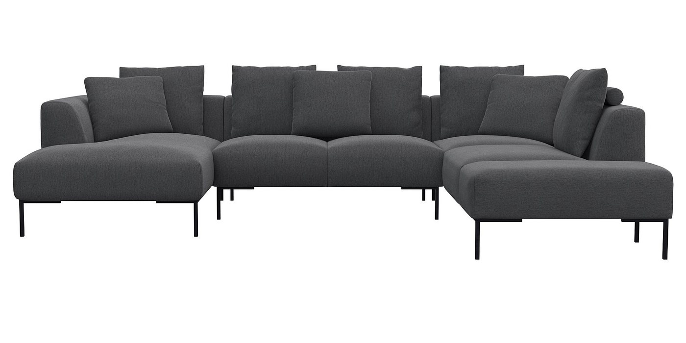FLEXLUX Wohnlandschaft Sava, Schwarze Metallfüße, mit losen Rückenkissen, Luxuriöses Sitzkomfort von FLEXLUX