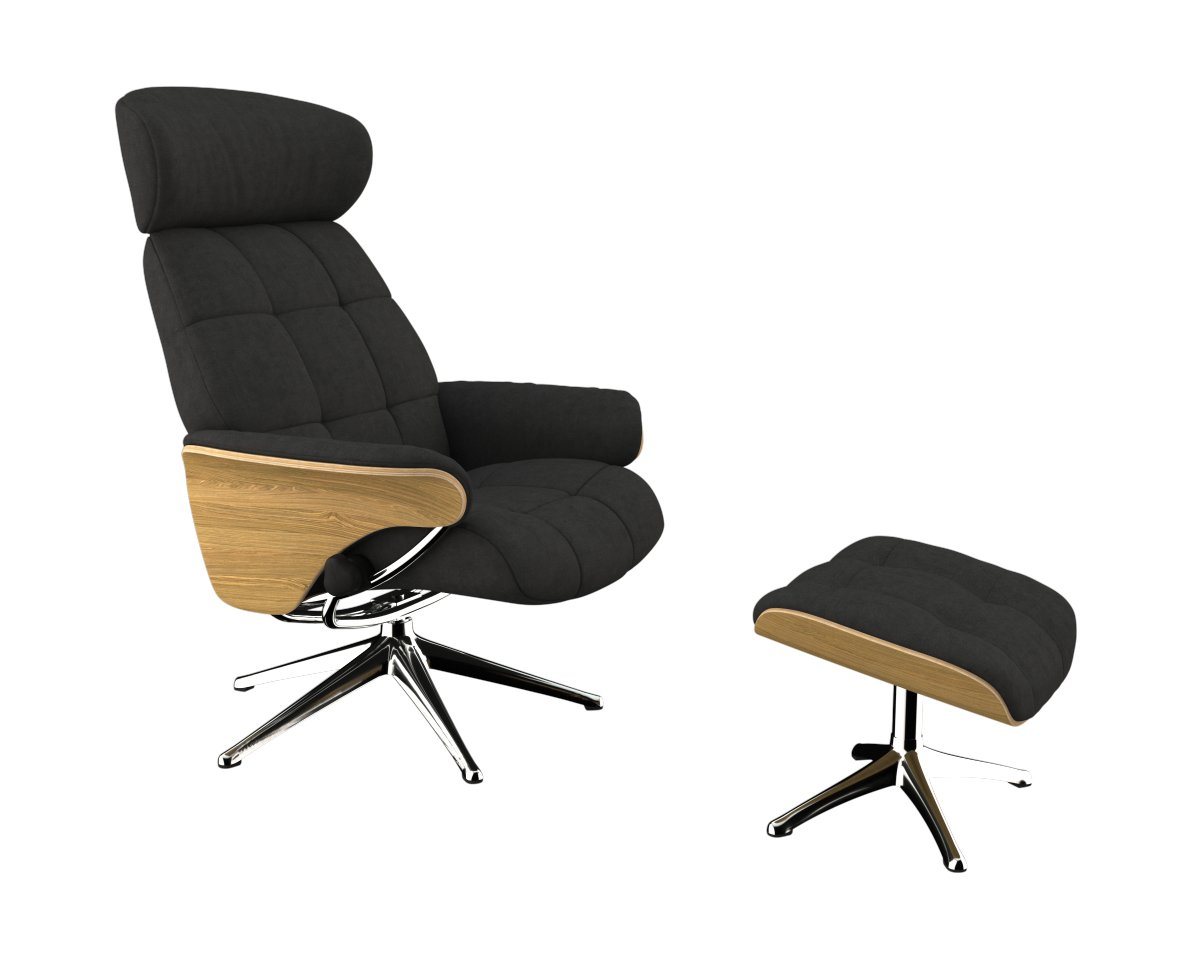 FLEXLUX Relaxsessel Relaxchairs Skagen, Relaxfunktion & Kopf- Rückenverstellung, Arml. Eiche, Fuß Alu, M von FLEXLUX