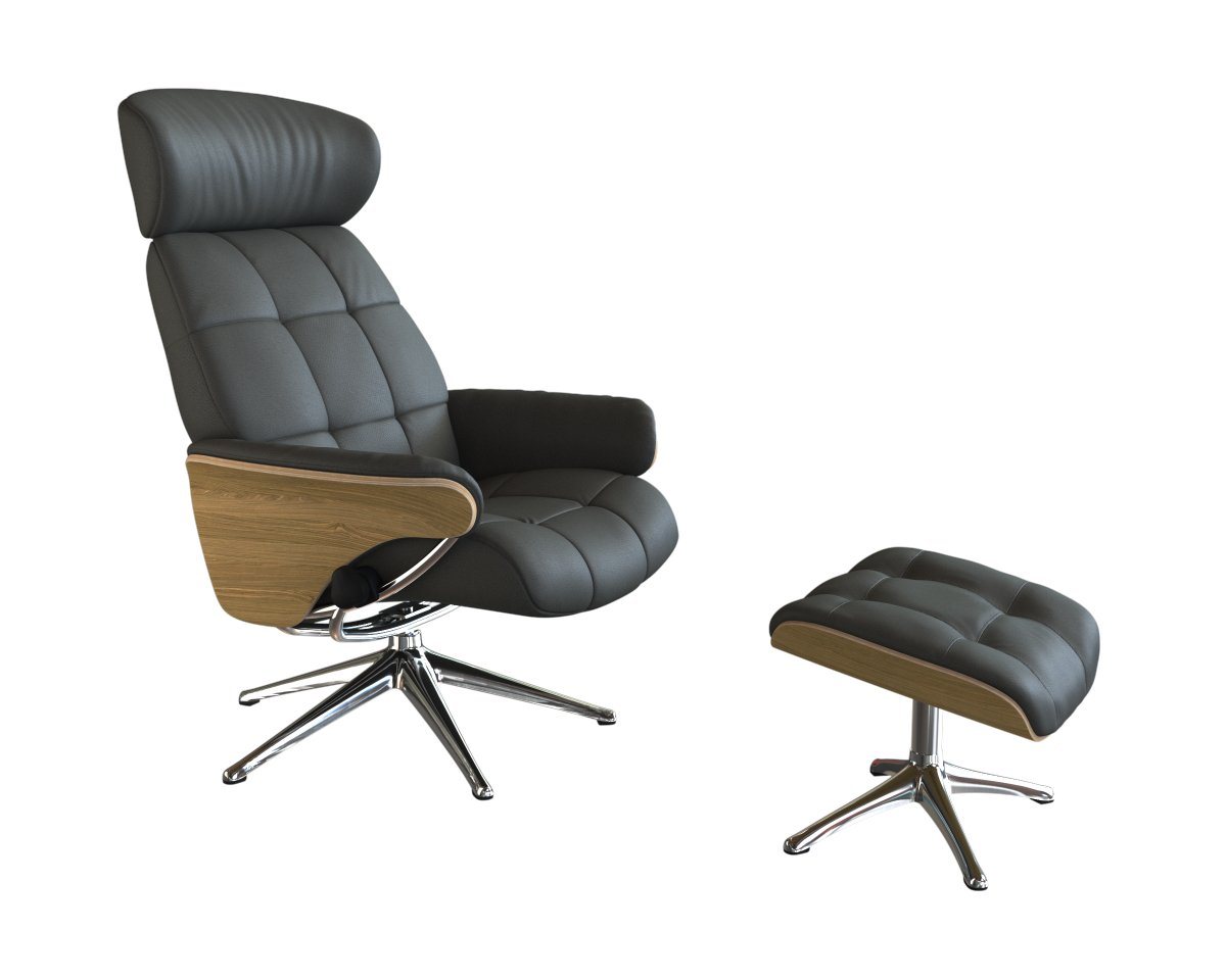 FLEXLUX Relaxsessel Relaxchairs Skagen, Relaxfunktion & Kopf- Rückenverstellung, Arml. Eiche, Fuß Alu, M von FLEXLUX