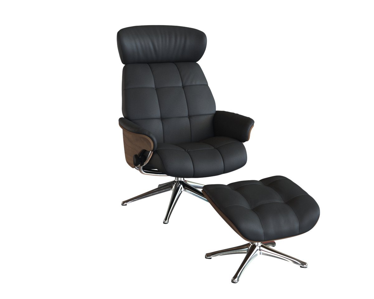 FLEXLUX Relaxsessel Relaxchairs Skagen, Relaxfunktion & Kopf- Rückenverstellung, Arml. Walnuss, Fuß Alu, M von FLEXLUX