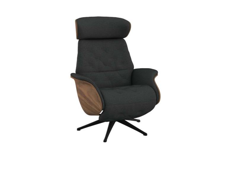 FLEXLUX Relaxsessel Volden elektrischer Funktionsessel, Größe M, Rücken & Fußteil elektrisch, Akku, Arml. Walnuss, Fuß schwarz von FLEXLUX