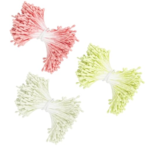 FLEXNOVA 1140 Stück Pfeifenreiniger Blumen Blütenstempel, Blütenstempel Pfeifenputzer Pfeifenreiniger Pastellfarben zum Basteln Blumen Set Staubgefäße in Weiß Rosa Gelb für DIY Dekoration von FLEXNOVA