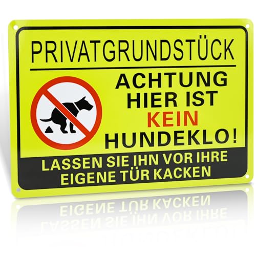 FLEXNOVA 20×30cm Kein Hundeklo Schild Hunde Kacken Verboten, Schild Kein Hundeklo Metall Privatgrundstück Alu Hundeschild Verbotsschilder Selbstklebend Verbot Hundekot Hundehaufen Hundekacke von FLEXNOVA