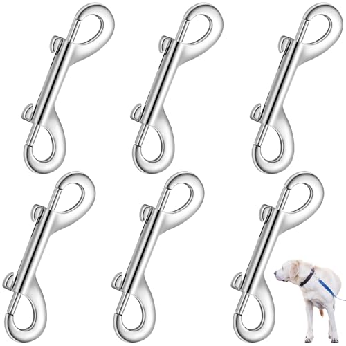 FLEXNOVA 6 Stück Doppelkarabiner,Karabinerhaken,Schnapphaken Silber Zinkdruckguss,Doppel Ended Bolzen,Doppelkarabiner Hundeleine,Bolzenschnapper für Bergsteigen Hundeleine Hängematte von FLEXNOVA