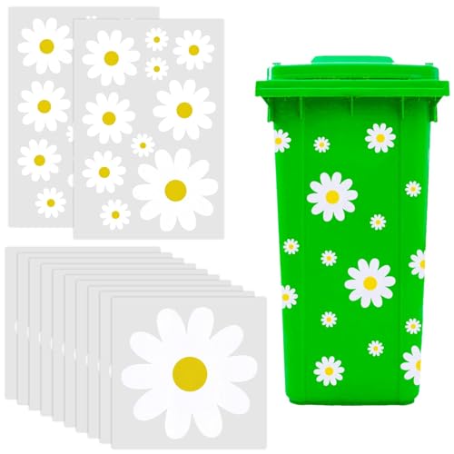 FLEXNOVA Blumen Mülltonnenaufkleber, 10 Blätter Blumen Mülltonnen Aufkleber Wetterfest Selbstklebend Prilblumen Sticker für Mülleimer Fahrrad Kühlschrank Haus Wanddekoration von FLEXNOVA