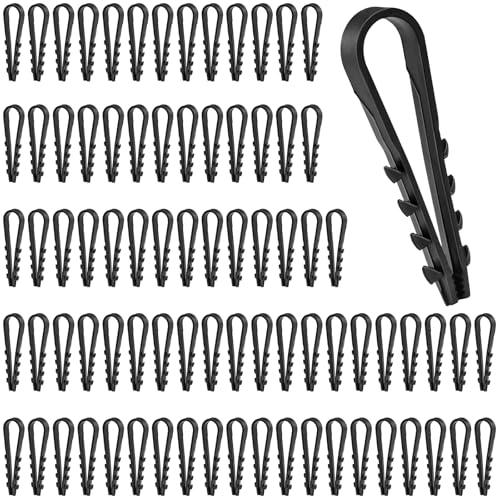 FLEXNOVA Schlaufendübel, 100 Stück Dübelklemmschelle 5-10mm Kabelschelle Spannbereich U-Förmiges Nylon Stecklaschen Dübel Steckschlaufe Schlaufendübel für Kabelbefestigung(Schwarz) von FLEXNOVA