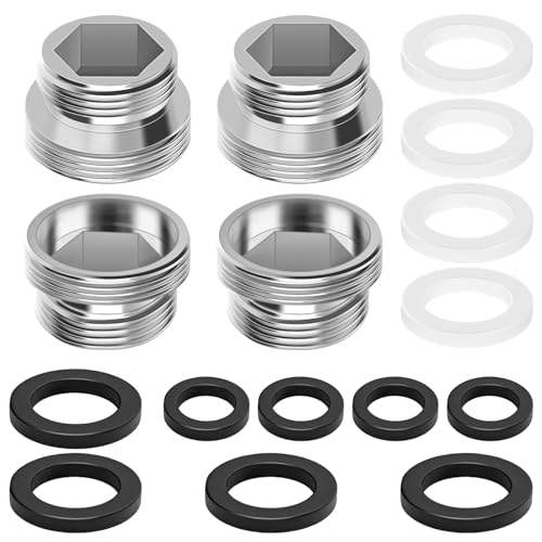 FLEXNOVA Wasserhahn Adapter M18 auf M22 4 Stück Wasseranschluss Adapter Außengewinde mit 12 Gummidichtung Gewindeadapter M18 und M22 für Wasserfilter Wasserhahn Steckverbinder Luftsprudler Waschbecken von FLEXNOVA