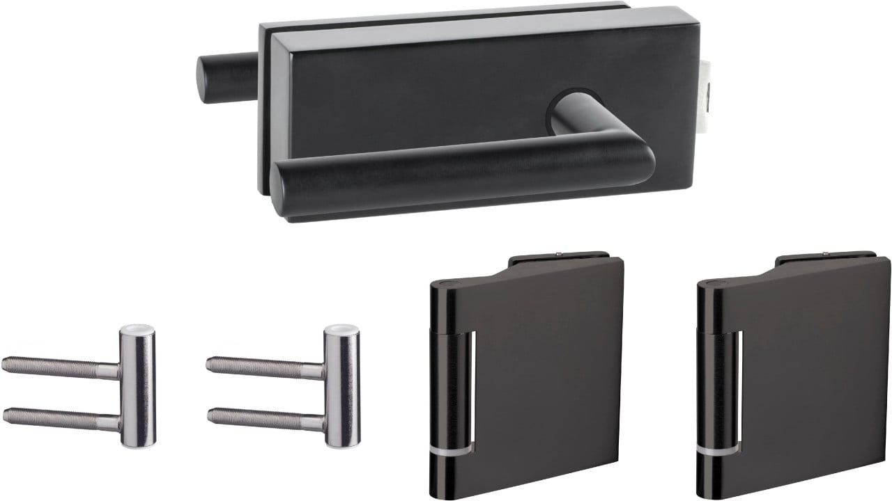 Ambiente Beschlag-Set Angolare Matt Schwarz für Glasdrehtür Ambiente Beschlag-Set Angolare Matt Schwarz für Glasdrehtür von ambiente
