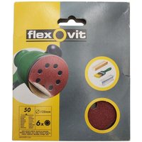 Flexovit - 6x Schleifscheiben mit Klettverschluss ø 125mm Schleifpapier Körnung 50 gelocht von FLEXOVIT