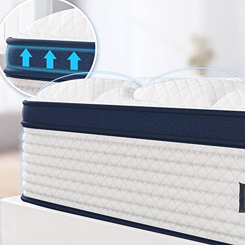 FLEXPEDIC Deep Sleep Matratze, 20,3 cm, volle Größe in einer Box, Cloud Euro Top weiche Hybrid-Matratze, hergestellt in den USA, Memory-Schaum-Taschenfederkernmatratzen, CertiPUR-US-zertifiziert von FLEXPEDIC