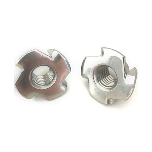 Einschlagmuttern M4 x 7 mm Edelstahl A2 - DIN 6930 - Einschlagspitzen - Holzmutter - Einschlagmutter metrisch Gewinde (Gewinde: M4, Länge: 7 mm, Menge: 50 St.) von FLEXSOLUTE