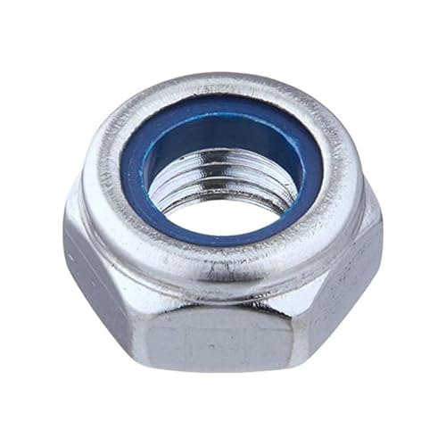 Sicherungsmuttern M7 Stahl Verzinkt - DIN 985- Stopmuttern - Selbstsichernde Muttern - Metrisch Sechskantmutter - Niedrige Form mit Klemmteil (Gewinde: M7; Menge: 100 St.) von FLEXSOLUTE