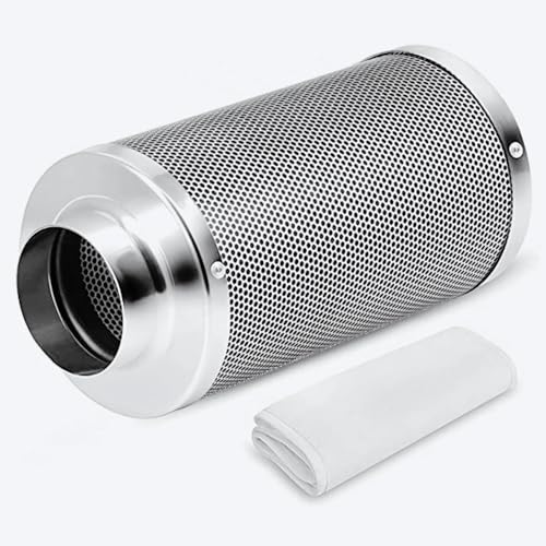 FLEXSTAR Aktivkohlefilter 100 mm für Grow Zelte – Ø100 mm Anschluss – inkl. Stoffüberzug – Luftfilter zur Geruchsneutralisierung – ideal für Pflanzenzucht & Indoor-Growing von FLEXSTAR