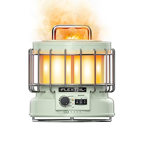 3-in-1 Tragbare Camping Lampe,Flammenlicht,Luftbefeuchter,Outdoor USB Aufladbare Campinglampe,Campingleuchte Led 9600mAh Akku,Campinglantern,100mL geräuschloser Diffusor für Zimmer Grün von FLEXTAILGEAR